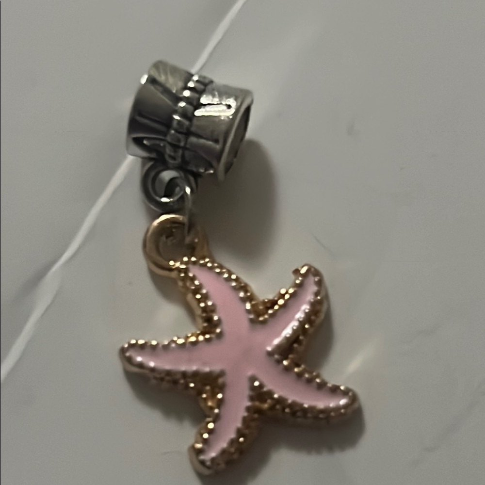 STARFISH PINK ENAMEL BRACELET‎ CHARM PENDANT